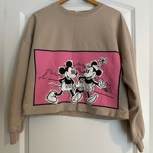 Disney Mickey & Minnie Cropped Sweatshirt